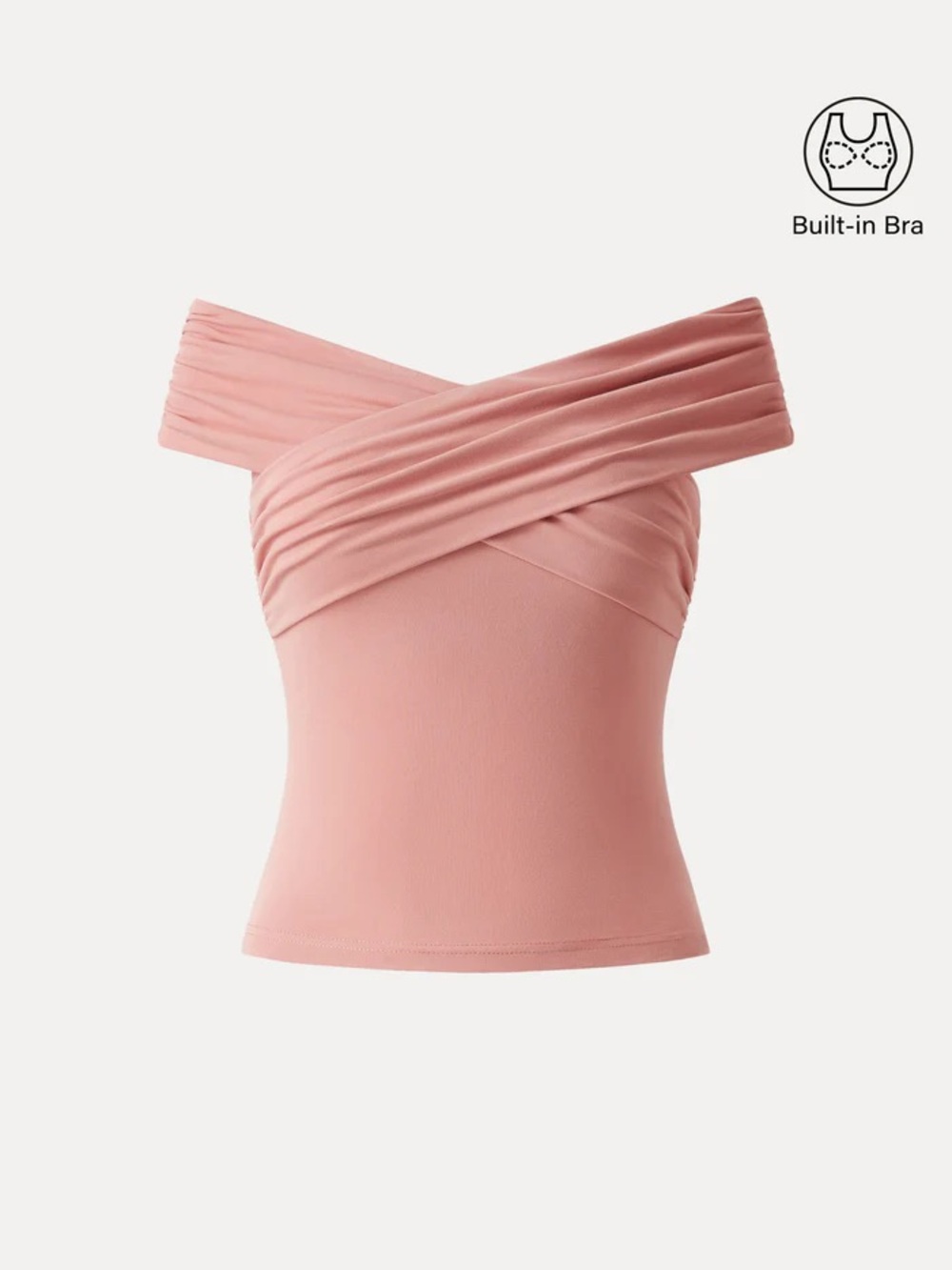 NWOT OGL Eco-SkinKiss® Criss Cross Off Shoulder New Airy Bra Top in Sahara